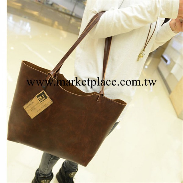 2013新款潮包歐美時尚百搭手提休閒簡約單肩大包復古風純色包中包工廠,批發,進口,代購