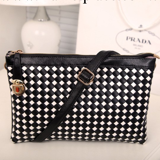 2013冬季新款時尚男女中性手拿編制黑白配色包工廠,批發,進口,代購