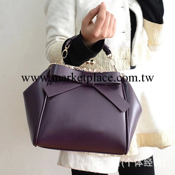 爆款 2014歐美新款復古配皮蝴蝶結夾口單肩手提斜跨休閒女包 批發工廠,批發,進口,代購