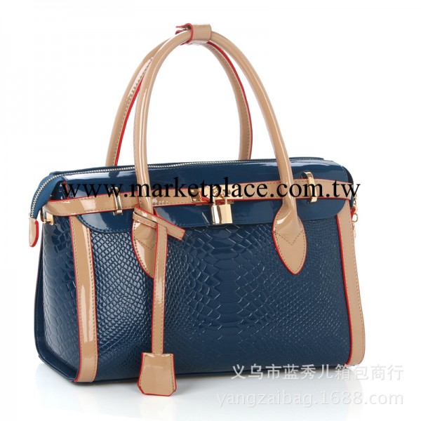 藍秀兒 廠傢直銷 新款 鱷魚紋桶包 亮面定型包手提單肩女包6008工廠,批發,進口,代購