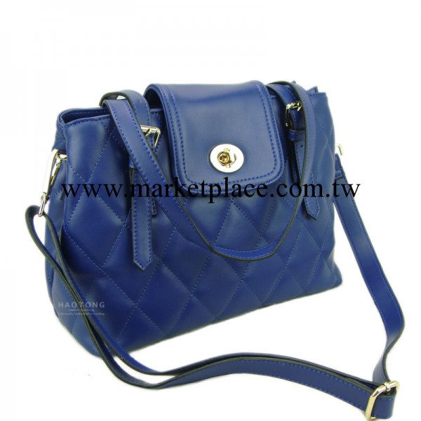 高檔OL歐美大牌時尚格紋真皮菱格水染牛皮手提單肩斜挎女包包批發工廠,批發,進口,代購