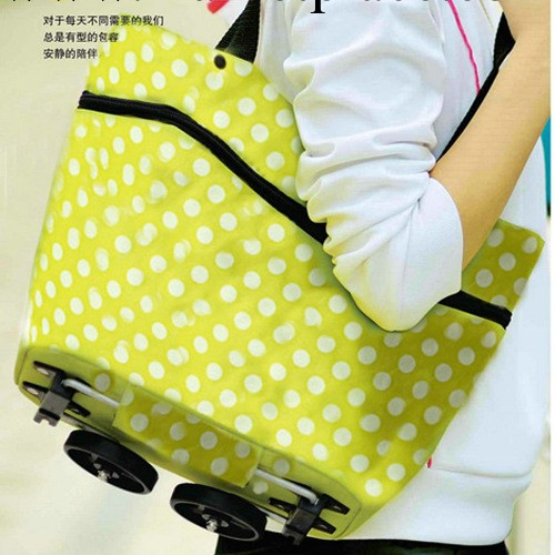 廠傢直銷 收納-圓點牛津佈折疊兩用拖輪包批發工廠,批發,進口,代購