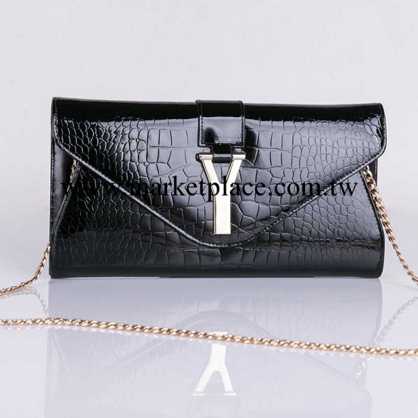 新款品牌真皮包 歐美大牌漆皮鱷魚紋真皮手拿包 單肩斜挎手抓女包工廠,批發,進口,代購