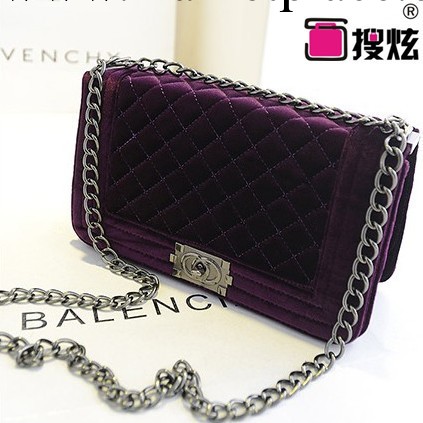 鏈條菱格包包女質感手提包金絲絨小香風單肩包流行風暴高檔拎包工廠,批發,進口,代購