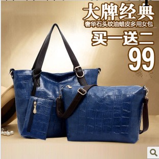 2014春夏季新款時尚歐美真皮雙件套女包 女士手提單肩包包工廠,批發,進口,代購