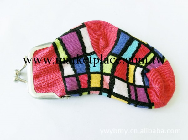最新韓版時尚條紋格子 襪子零錢包 可愛卡通 批發暢銷 追求獨特批發・進口・工廠・代買・代購