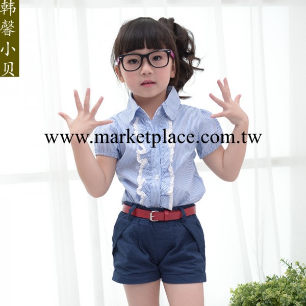 韓馨小貝2013夏裝品牌童裝 女童純棉短袖襯衫韓版兒童學院風襯衣工廠,批發,進口,代購