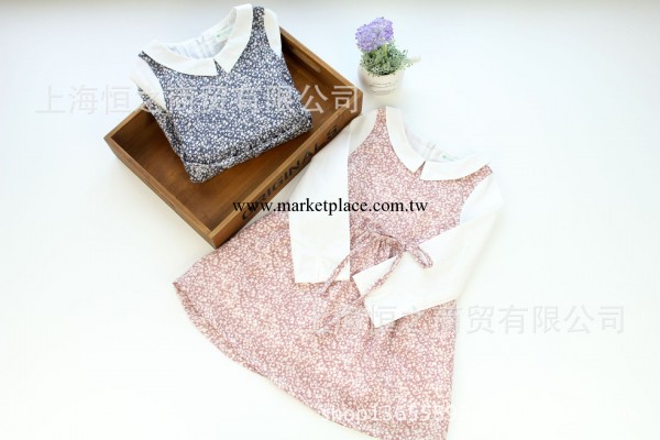 2014春裝新款批發 韓國品牌女童裝淑女素色花朵長袖連衣裙 OP077工廠,批發,進口,代購