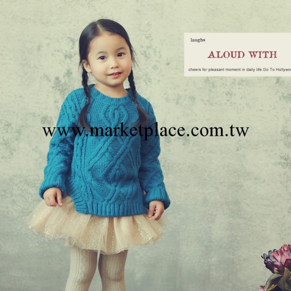 2013韓國進口高檔中小女童裝復古麻花不規則下擺羊毛針織毛衣批發批發・進口・工廠・代買・代購
