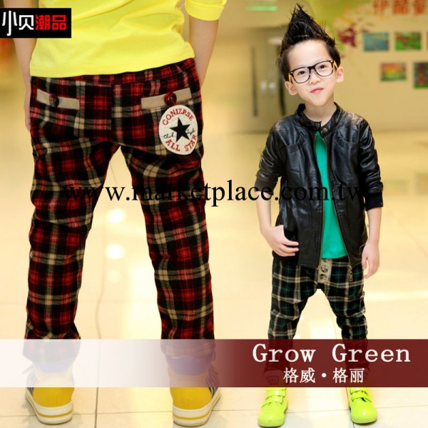 Grow Green童裝春款 2014春季新款男童褲 純棉格子褲 男童裝批發工廠,批發,進口,代購
