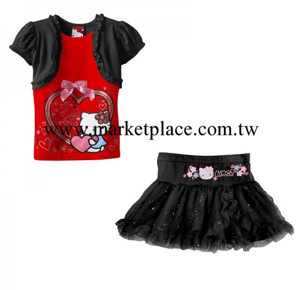 歐美童裝 女童hello kitty T恤紗裙套裝 女寶可愛上衣 短裙 童裙工廠,批發,進口,代購