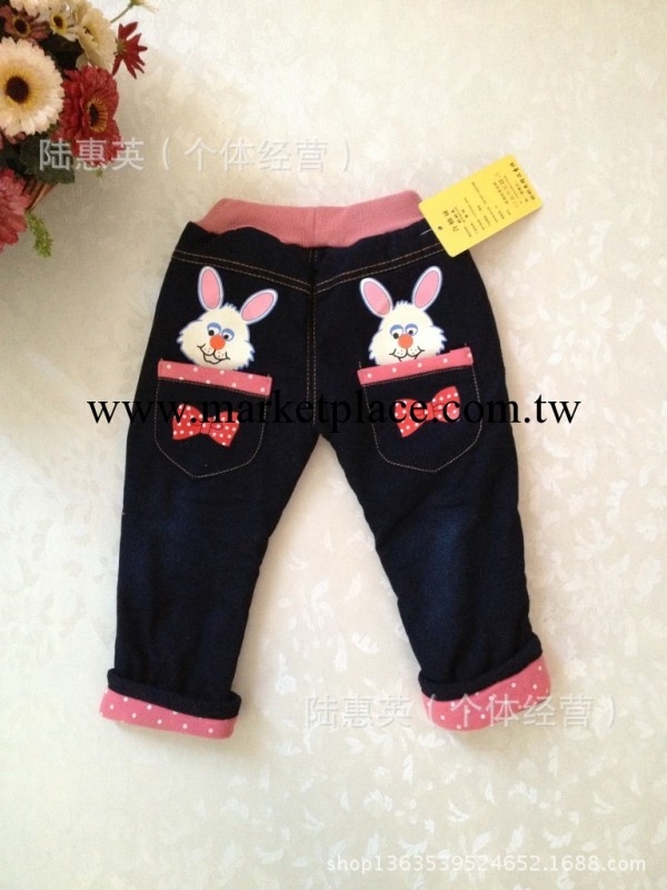 新品上架 2013冬季新款 女童韓版牛仔褲 兒童卡通牛仔夾褲 爆童褲工廠,批發,進口,代購