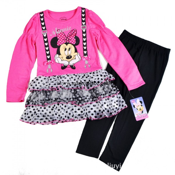 2013女童秋季新款 迪斯尼童裝f米妮玫紅蕾絲上衣加內搭褲 兩件套批發・進口・工廠・代買・代購