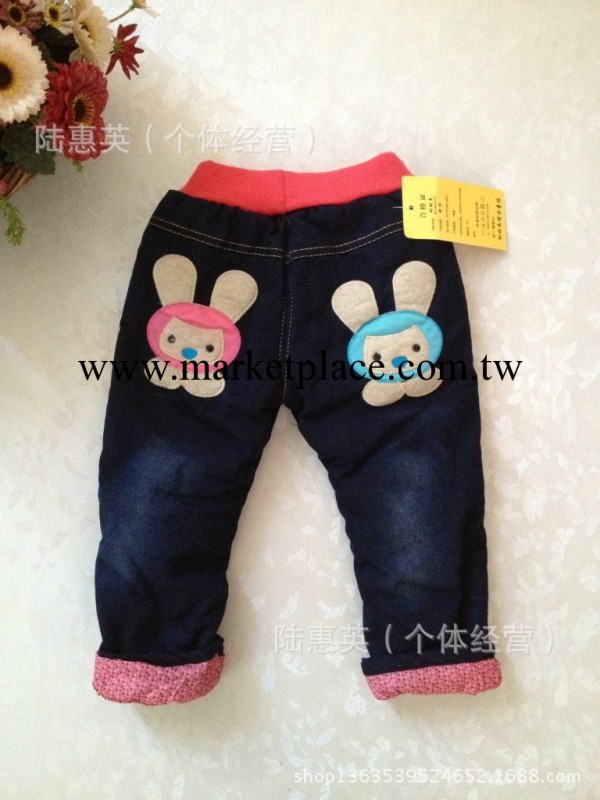 新品上架 2013冬季新款 女童韓版牛仔褲 兒童牛仔夾褲 卡通童褲工廠,批發,進口,代購