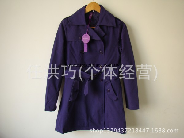 外貿女裝 歐美外套長款風衣 女士修身款風衣 腰帶+雙排扣工廠,批發,進口,代購