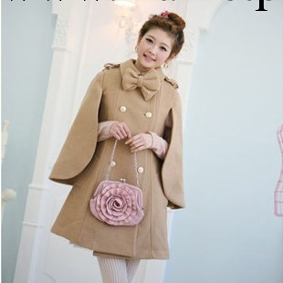 2014春裝新款 甜美蝴蝶結女式風衣 鬥蓬披肩中長風衣外套*W3091工廠,批發,進口,代購