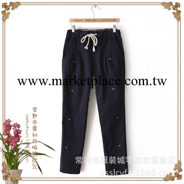 2013 秋冬新款刺繡秋裝女式休閒褲女式長褲系帶款顯瘦女士長褲工廠,批發,進口,代購