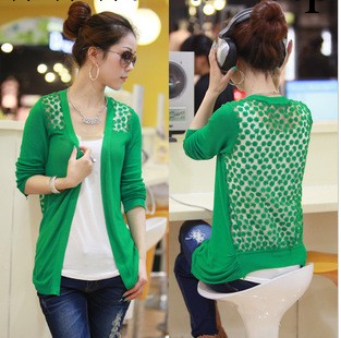 新款女士後背鏤空鉤花蕾絲針織衫女式長袖開衫外套 外貿針織衫工廠,批發,進口,代購