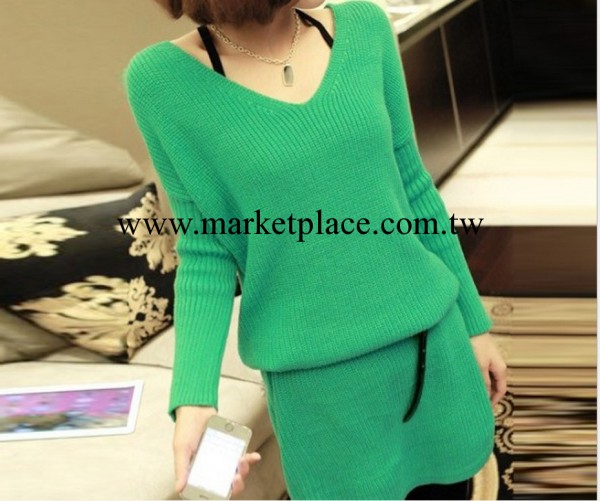 秋冬新品針織衫女式純色長袖長款套頭通勤寬松韓版打底衫毛衣裙工廠,批發,進口,代購