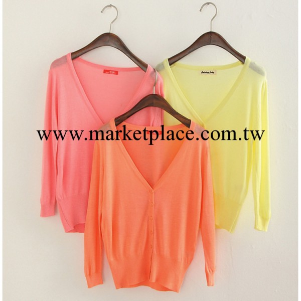 爆款強貨!韓版夏女式針織衫開衫七分袖薄 空調衫 防曬衫罩衫 003工廠,批發,進口,代購