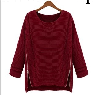 2013秋冬裝新款 韓版寬松加厚針織衫 側拉鏈顯瘦女式毛衣工廠,批發,進口,代購