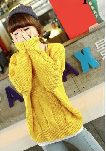 女裝庫存 秋冬新款女式針織衫外套韓版V領麻花套頭毛衣工廠,批發,進口,代購