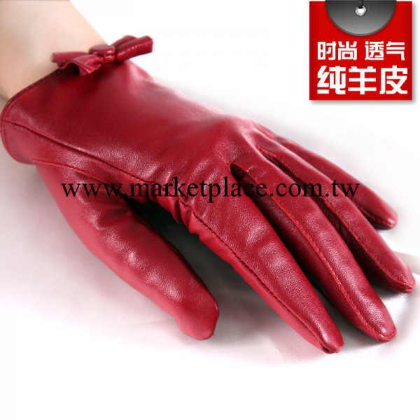 廠傢直銷冬季時尚保暖真皮手套蝴蝶結小羊皮手套機車手套JH0004工廠,批發,進口,代購