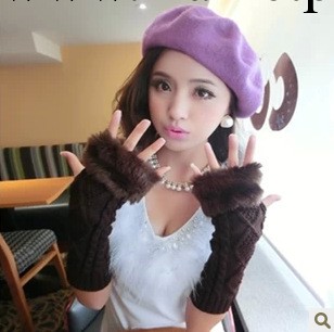 新款仿兔毛露指鍵盤長款保暖手套 可愛女手套女秋冬加厚工廠,批發,進口,代購