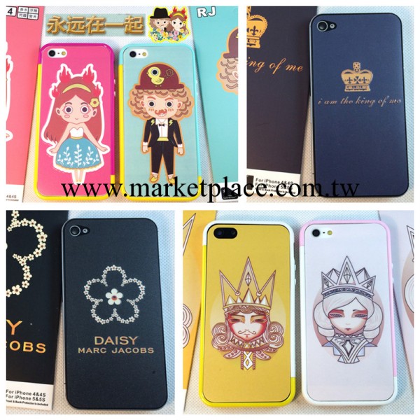 2014 RJ新款 全情侶蘋果浮雕夜光彩膜iphone立體卡通貼紙配件批發工廠,批發,進口,代購