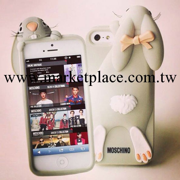 30周年Moschino紀念齙牙兔/趴趴兔子iphone5/s矽膠套4s蘋果手機殼工廠,批發,進口,代購
