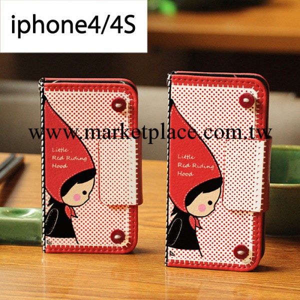 新款韓國小紅帽可愛皮套蘋果iPhone4s手機保護套廠傢批發加工定制工廠,批發,進口,代購