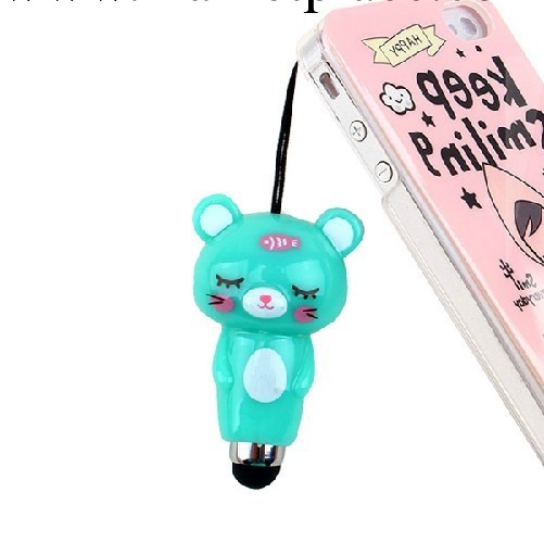 日韓plugy睡貓藍觸屏筆電容筆iPad iPhone手寫筆3.5mm通用防塵塞工廠,批發,進口,代購