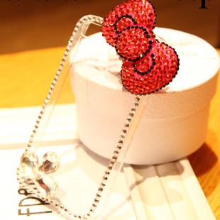 iphone5/4S 蘋果水鉆手機殼 貼鉆 邊框 HELLO KITTY蝴蝶結手機套工廠,批發,進口,代購