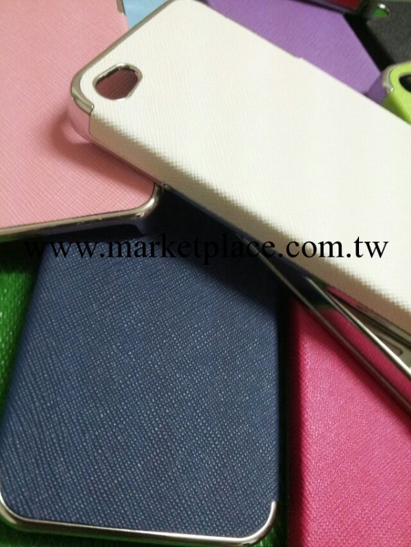 批發蘋果iphone 4 手機殼 電鍍 4S外殼 皮質手機套保護套十字紋工廠,批發,進口,代購