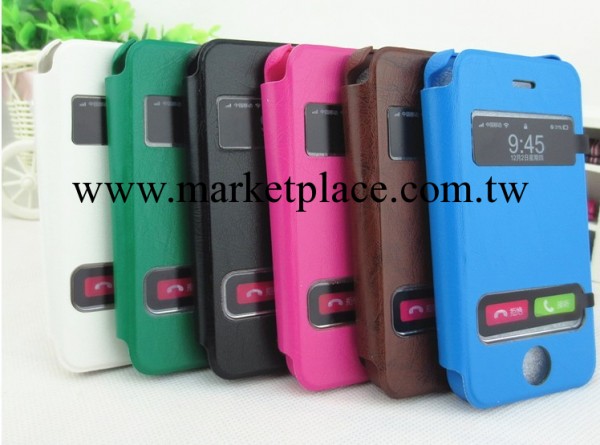 iphone5S仿真皮套 iphone5G開窗皮套 蘋果5代翻接電話 來電顯皮套工廠,批發,進口,代購