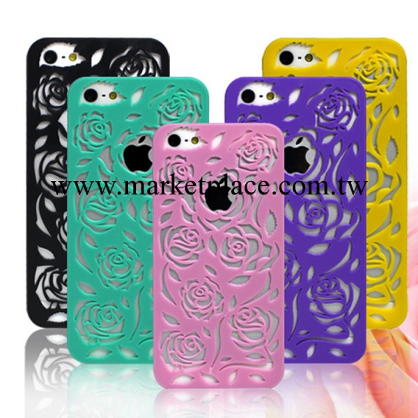 韓國鏤空iphone5手機殼外殼 超薄蘋果手機殼 玫瑰花手機套工廠,批發,進口,代購