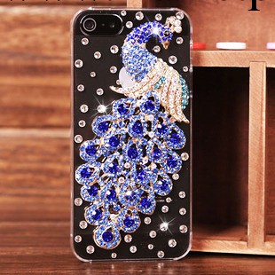 IPHONE5孔雀貼鉆手機殼 蘋果5手機保護套 蘋果手機殼批發工廠,批發,進口,代購