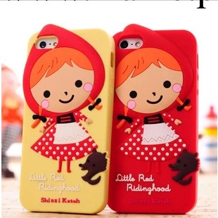 韓國iPhone5蘋果5手機殼保護套3D立體可愛卡通小紅帽矽膠套外殼軟工廠,批發,進口,代購