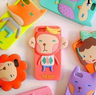 韓國羅馬尼 蘋果iphone4S/5 立體矽膠 保護套 可愛動物女孩手機殼工廠,批發,進口,代購