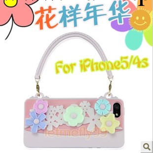 田園小碎花iPhone4s手機套外殼 蘋果iPhone5手機殼 手提包 拎包潮工廠,批發,進口,代購
