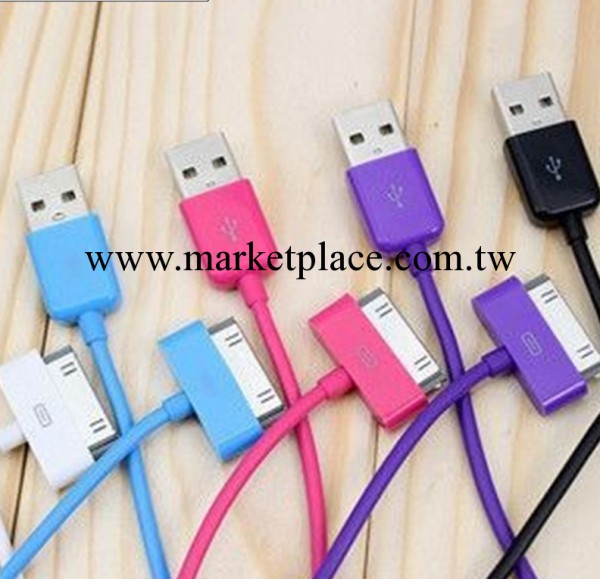 廠傢直銷 蘋果4/4S數據線 iphone4/4S3M彩色數據線 蘋果6針3M線工廠,批發,進口,代購