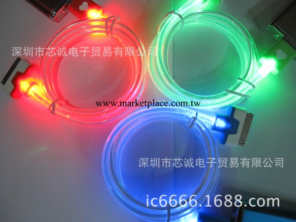 【6.5元特賣】蘋果發光數據線 FOR iphone4 發光數據線 新款上市工廠,批發,進口,代購