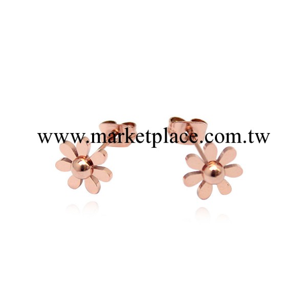 時尚簡約小雛菊花朵耳釘 鍍玫瑰金色彩金女鈦鋼耳飾韓國飾品TG061批發・進口・工廠・代買・代購