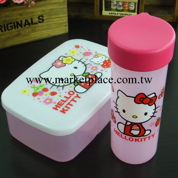 批發Hello Kitty卡通環保學生便當盒 飯盒水杯二合一套裝工廠,批發,進口,代購