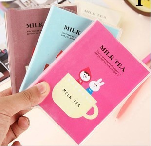 溫馨奶茶時光筆記本 便攜膠套 記事本 學習用品 文具批發工廠,批發,進口,代購