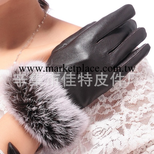 奢華真兔毛女士可愛秋冬絨裡厚保暖觸摸屏真皮手套送禮禮品皮手套工廠,批發,進口,代購