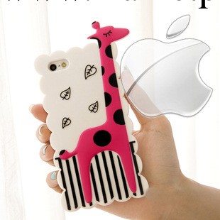 廠傢批發 可愛萌長頸鹿手機殼 蘋果iphone5S矽膠套 蘋果4s保護套工廠,批發,進口,代購