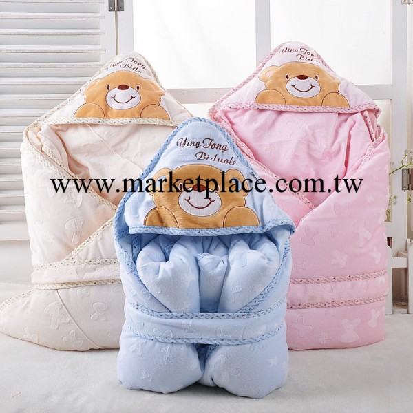 嬰兒用品新生兒包被 卡通小熊加大可脫膽抱被 98*98CM 8001工廠,批發,進口,代購