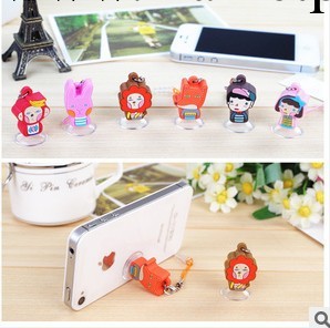 8592 蘋果iphone4s 可愛卡通個性創意吸盤式手機防塵塞 支架兩用工廠,批發,進口,代購