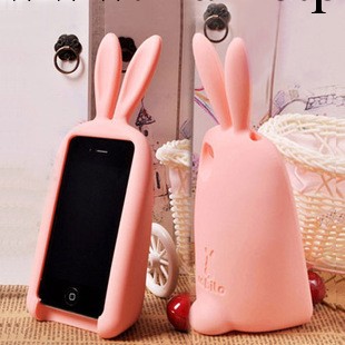 蘋果iphone4外殼iphone4S矽膠套保護套立體兔子胖胖兔手機殼工廠,批發,進口,代購